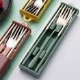 thumbnail image 1 of Neinkie Portable Travel Utensils Set with Case Reusable Cutlery Set Stainless Steel Chopsticks Spoon and Fork with Case for Lunch Box Travel and Camping, 1 of 6