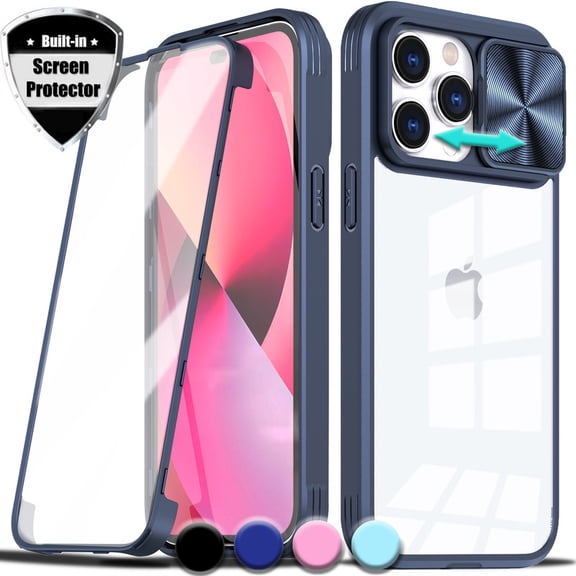 For Apple iPhone 14 Pro Case With Built In Screen Protector, Camera Lens Cover, Anti Yellow Clear 360 Degree Full-Body Protective Cover
