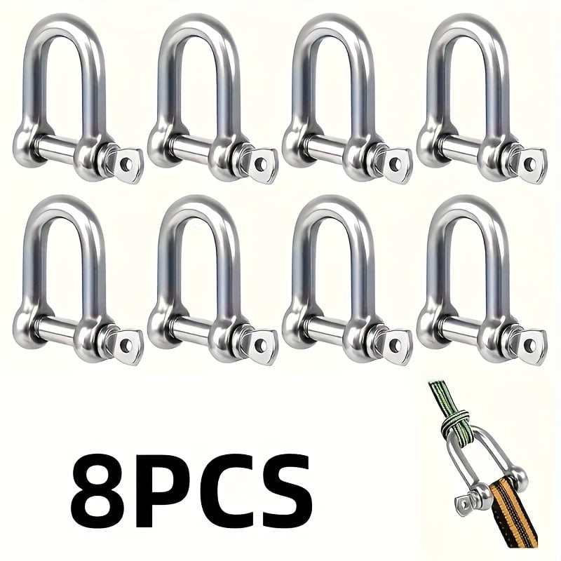 D-Shaped Ring Locking Clips, Metal Alloy for Construction Rigging, Vehicle Recovery, Towing, Securing, Hanging, Multipurpose Hardware, Outdoor Keychain Carabiner/Corrosion Resistant/Fuctional Design