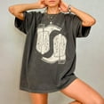thumbnail image 2 of Vintage Cowgirl Boots T-Shirt - Oversized Relaxed Fit, Distressed Aesthetic, 100% Cotton, 2 of 2