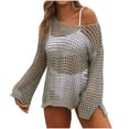 thumbnail image 5 of Youruamo Beach Cover Ups for Women Hollow Out Off Shoulder Tops Coverup Slit Long Sleeve Bathing Suit Coverups Beach Vacation Cover Up, 5 of 8