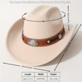 thumbnail image 3 of LNZGNM Men's Cowboy Hat, Western Silhouette with Wide Brim, with Rivet Detail, Sturdy and Rugged for Ranch Wear, Outdoor Events, and Western Parties,Beige(One Size), 3 of 5