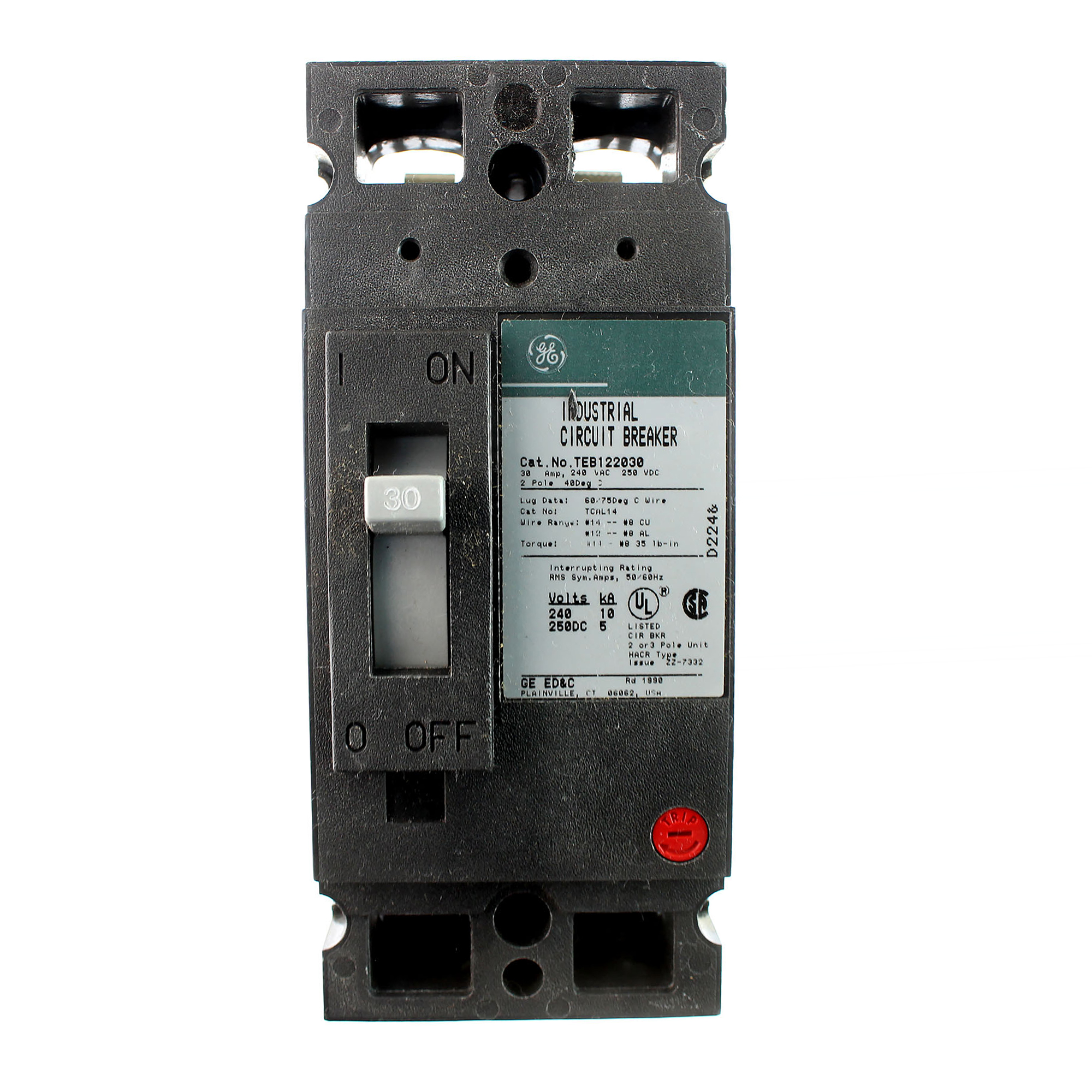 GE TEB122030 MagBreak Industrial Electric Circuit Breaker 30A 600V 3