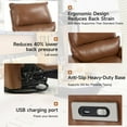 thumbnail image 6 of Power Swivel Rocker Recliner Chair for Adults, Leather Glider Rocking Recliner for Nursery, Modern Small Recliners for Small Spaces/Living Room/RV, Brown, 6 of 9