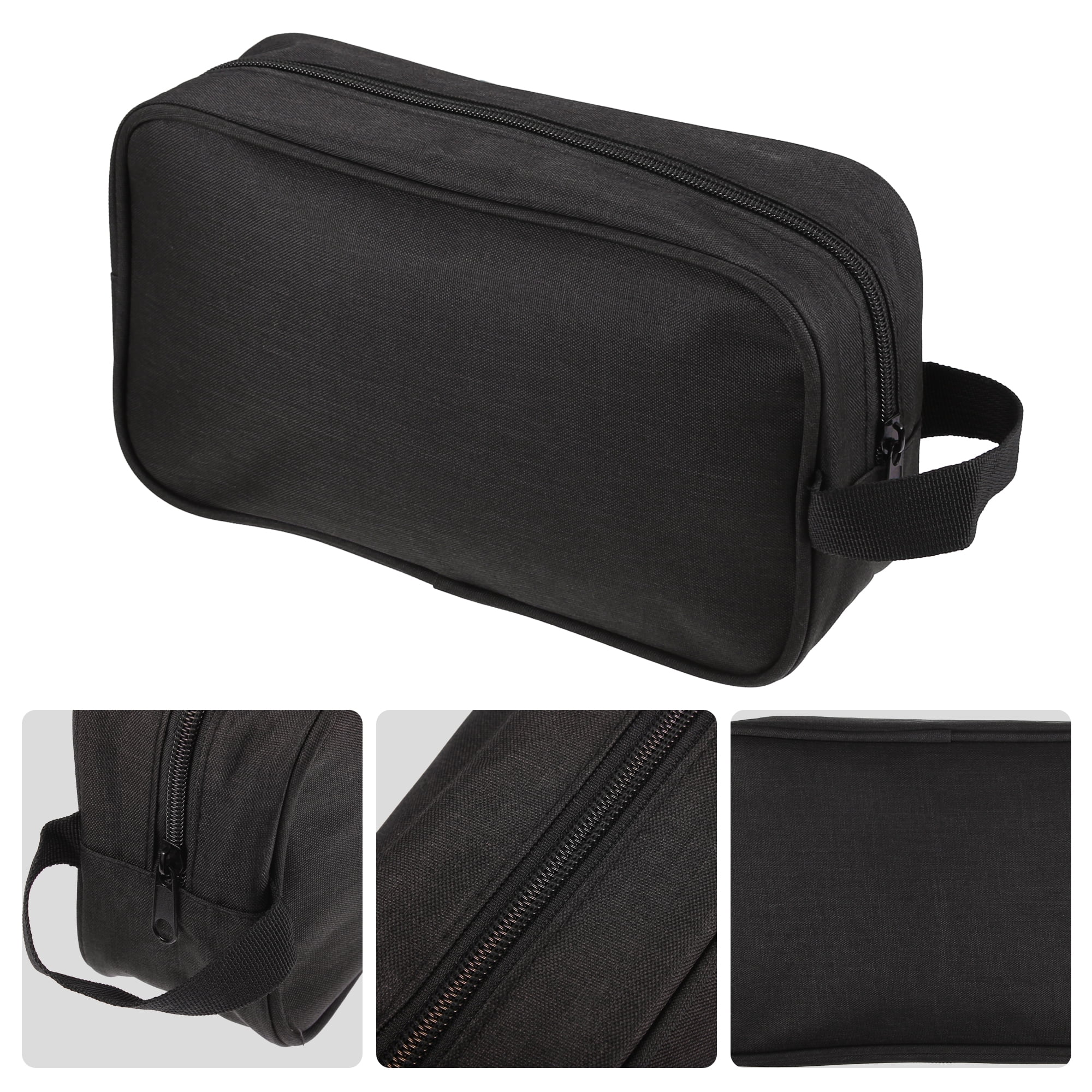Unique Bargains 1Pc Portable Makeup Bag Toiletry Bag Cosmetic Organizer Oxford Cloth Black