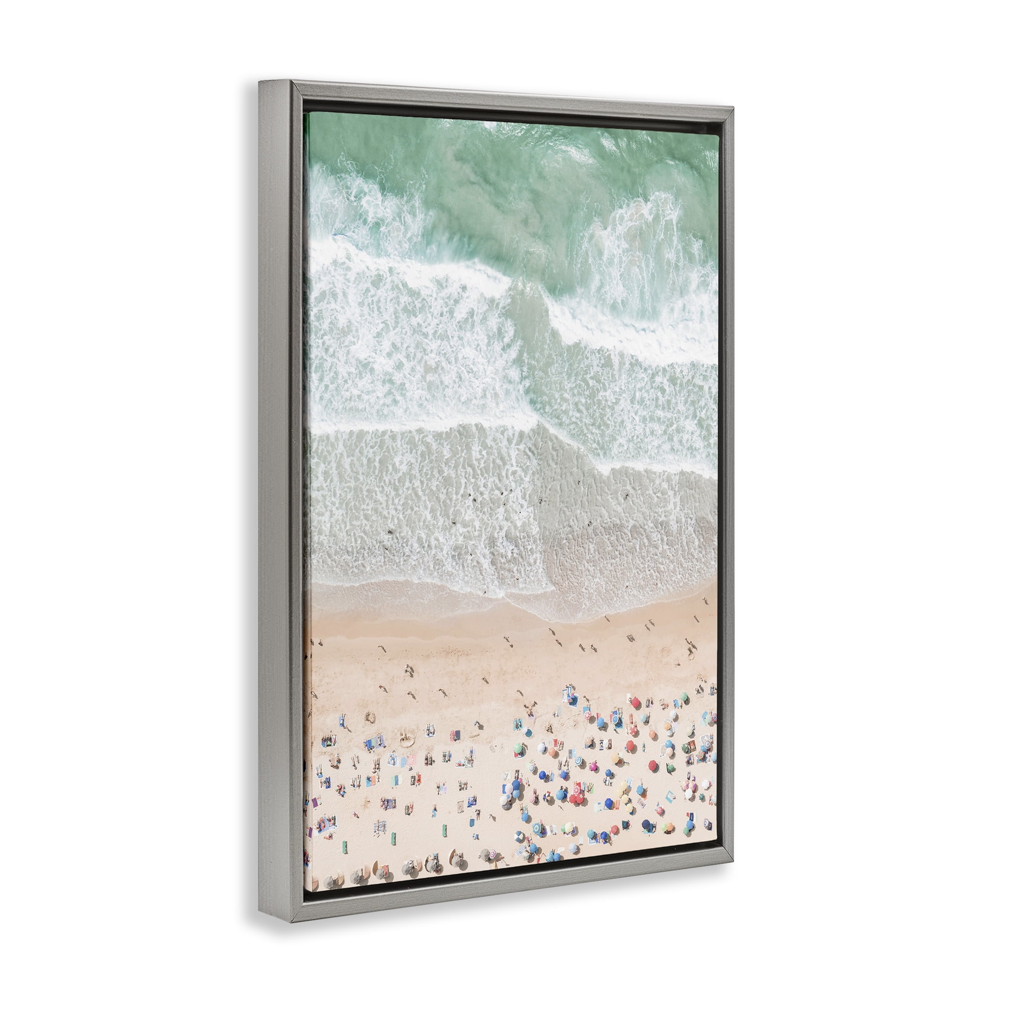 Busy Beach Aerial Painting Wall Plaque - 13x19 Inches, Blue Coastal Art, Made In USA - View #9