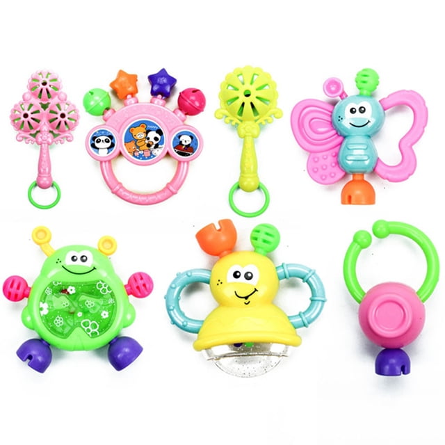 unids/set de sonajeros de plástico de Color aleatorio para bebés recién nacidos, juguete mordedor para niños, juguetes de campanas de mano