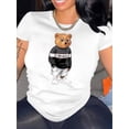 thumbnail image 1 of Camisetas con estampado para mujer, camisetas de manga corta de verano 2025, blusas casuales con cuello redondo para adolescentesWomen's Trendy Bear Print T-Shirt - Casual Crew Neck, Short Sleeve,, 1 of 6