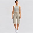 thumbnail image 4 of Long Shorts for Women Petite Lightweight Quick Dry Hiking Cargo Shorts with Pockets Summer Drawstring Bermuda Short Beige XL, 4 of 8