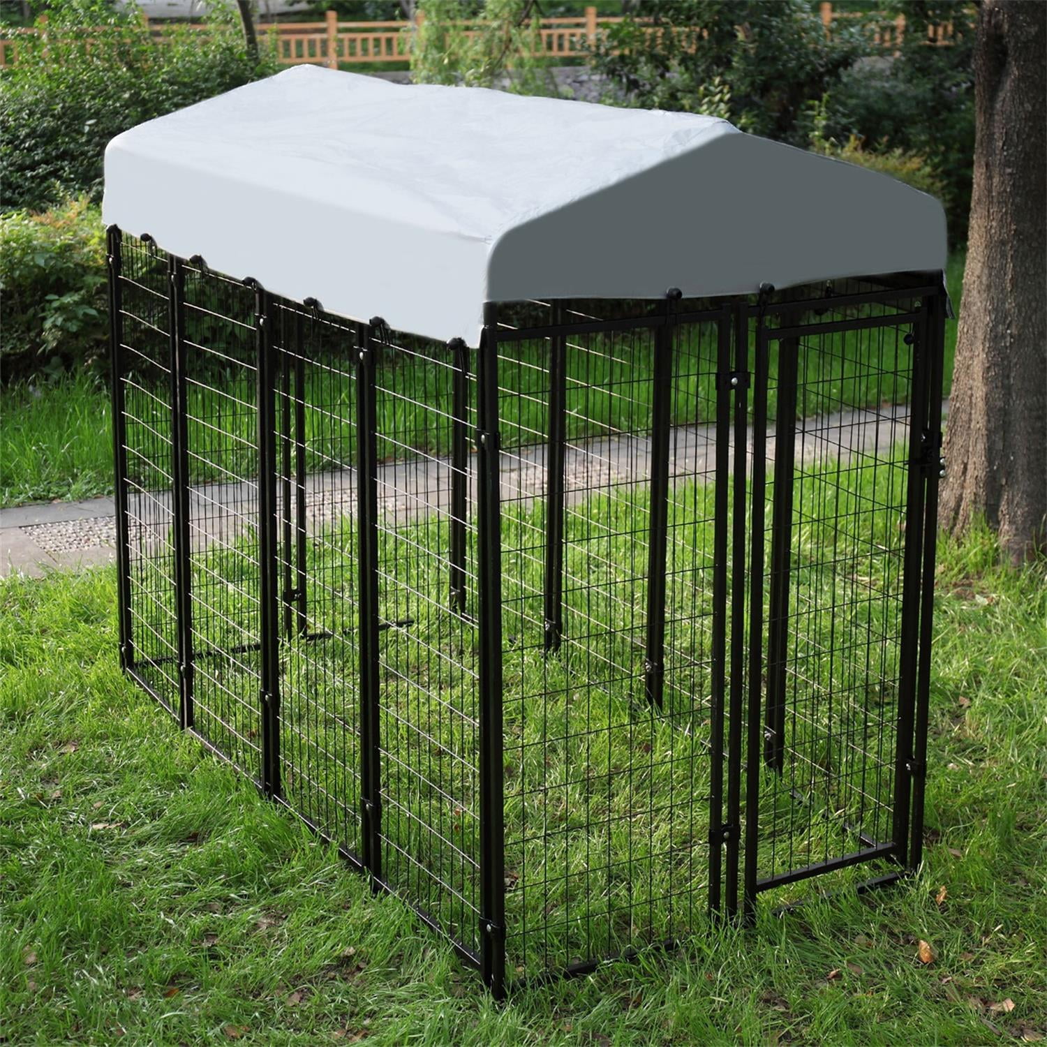 Pefilos Dog Crate for Outdoor, Heavy Duty Large Pet Dog Kennel for Small / Large Dogs, Metal Pet Playpen Dog Cage, Wire Cage with Sun Cover Shade (82 x 39 x 67)" Pefilos Dog Crate for Outdoor, Heavy Duty Large Pet Dog Kennel for Small / Large Dogs, Metal Pet Playpen Dog Cage, Wire Cage with Sun Cover Shade (82 x 39 x 67)"