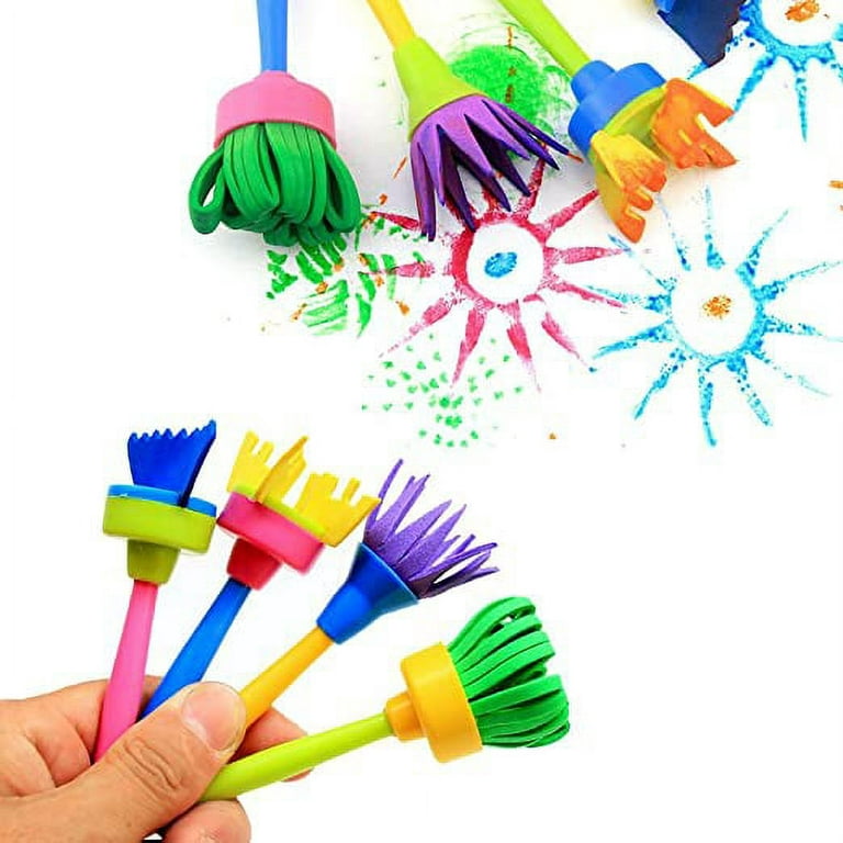 5Pcs mini Flower Shape Wooden Sponge Painting Brushes DIY Graffiti Tools  Kids Educational Toys Art Supplies Kid Stamps Toys Gift