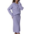 thumbnail image 4 of INSPIRE CHIC Womens' Fall Winter Roundneck Sweater Two Piece Outfit Midi Skirts with Pockets Lounge Set XL Purple, 4 of 6