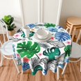 thumbnail image 3 of Tropical Palm Leaves Tablecloth Round 60 Inch Summer Flora Tablecloth Washable Blue Green Banana Leaf Table Cloth for Kitchen Dinner Room Holiday Picnic Party Camping Patio Indoor Outdoor Home Decor, 3 of 6