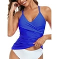 thumbnail image 2 of RELLECIGA Women's V Neckline Tankini Top Bathing Suits Ruched Swimwear, 2 of 7