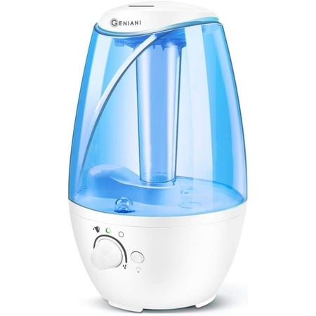 GENIANI Humidifiers - 4L Ultrasonic Cool Mist Humidifier for Bedroom / Home with Night Light - Best Whole House Vaporizer - Large Water Tank - Auto Shut Off & Filter-Free - Gift