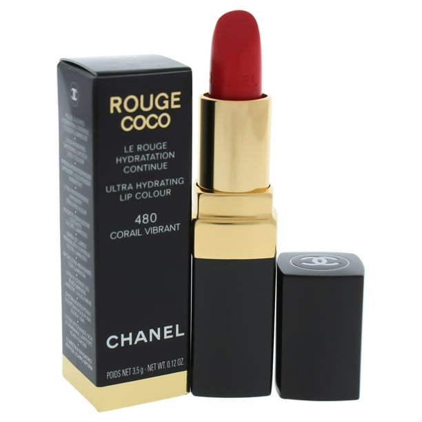 CHANEL Rouge Coco Ultra Hydrating Lip Colour 480 Corail Vibrant by Chanel for Women 0.12