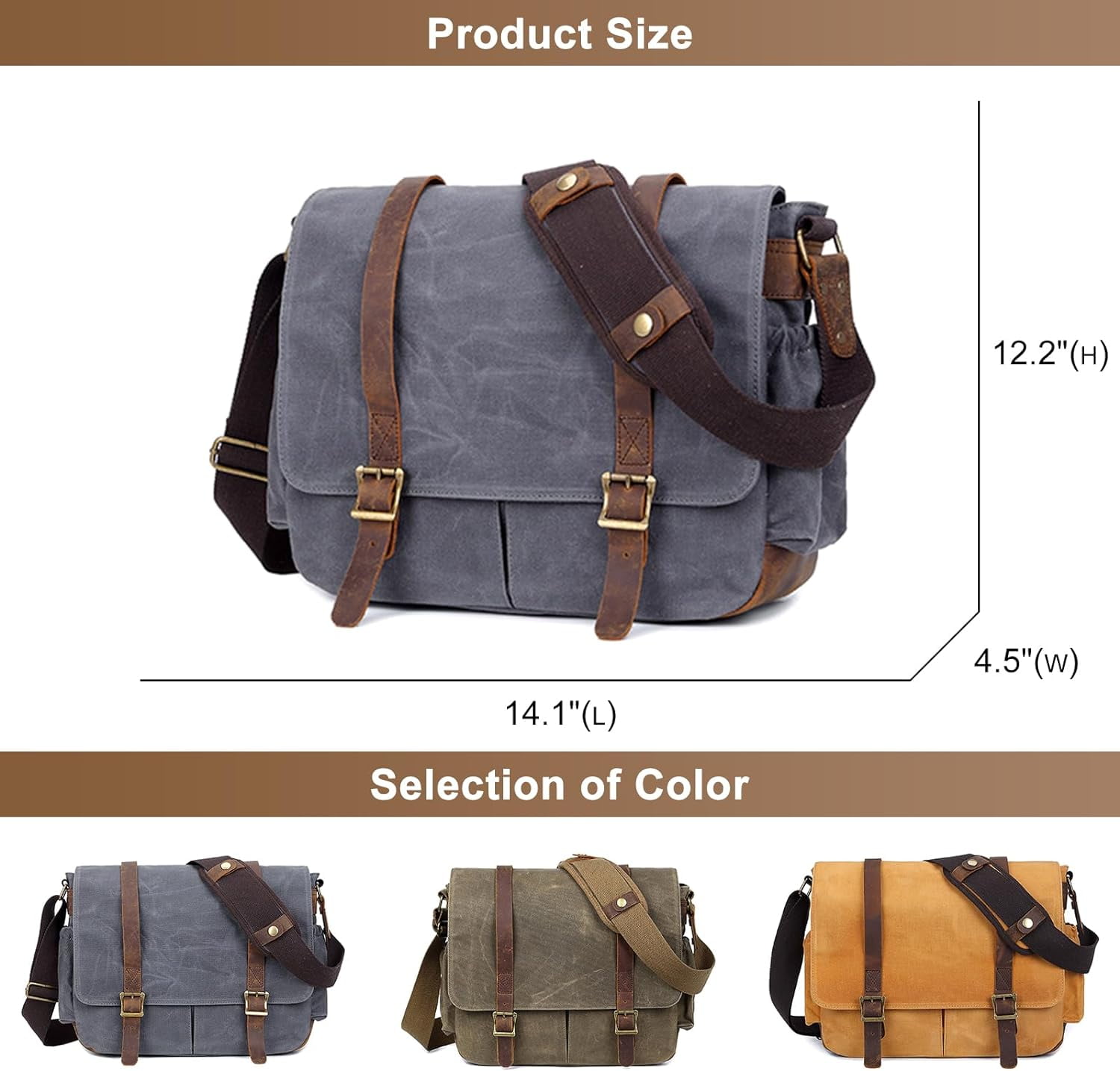 SikaFu Men's Small Camera Bag Waterproof Waxed Canvas Messenger