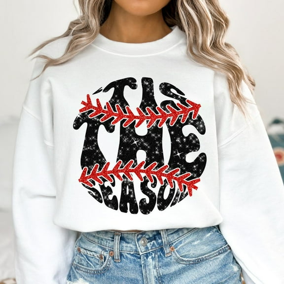Tis The Season Baseball Sweatshirt, Glitter Game Day Tee, Sports Mom Shirt, Perfect Outfit for Baseball Fans, Holiday Game Day Shirt