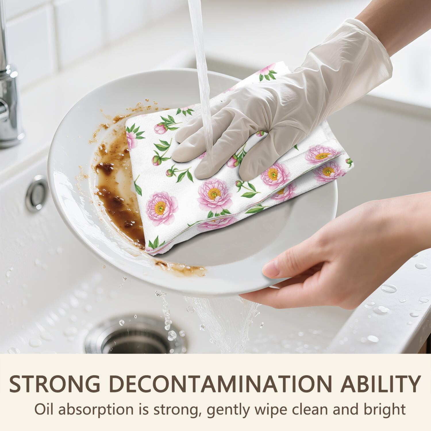 2 Pcs Pioneer Flower Floral Print Pattern Kitchen Towels, Funny Microfiber Dish Towel Set, 18" X 26" Tea Towels
