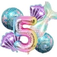 thumbnail image 5 of AUR Mermaid Number Balloons Kit - 6pcs (32in Number, 2pcs 18in Round, 2pcs 21in Shell) - Mermaid Tail & Sea Shell Foil - Pink & Blue - Girls' Birthday & Baby Shower, 5 of 9