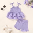 thumbnail image 5 of Tiny Cutey Toddler Girls Outfits Baby Summer Sleeveless Sling Top Shorts Clothes Set for 12-18 Months, 5 of 8