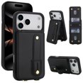 thumbnail image 2 of Tianyeda Crossbody Wallet Phone Case for iphone 17Pro ， PU Leather Case Back with Card Slot Magnetic Clasp Kickstand wrist holder black, 2 of 5