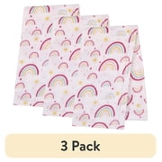 (3 pack) Parent's Choice Plush Baby Blanket, Rainbows, Infant Girl, Pink, 30 in x 36 in