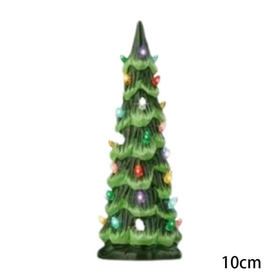 Retro Hand-Painted Ceramic Christmas Trees with Lights - Tabletop Decor for Home Festive Ornament