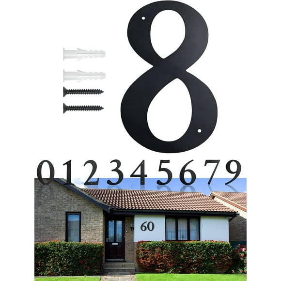shiyou-11 Inch Super Large House Numbers, Modern Address Numbers Elegant Black Finish Numbers Solid Metal House Sign for Door Plate for Home Gate Building Store Mailbox (8)