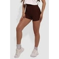 thumbnail image 2 of Rib Knit High Waist Hot Shorts - Chocolate Brown, 2 of 10
