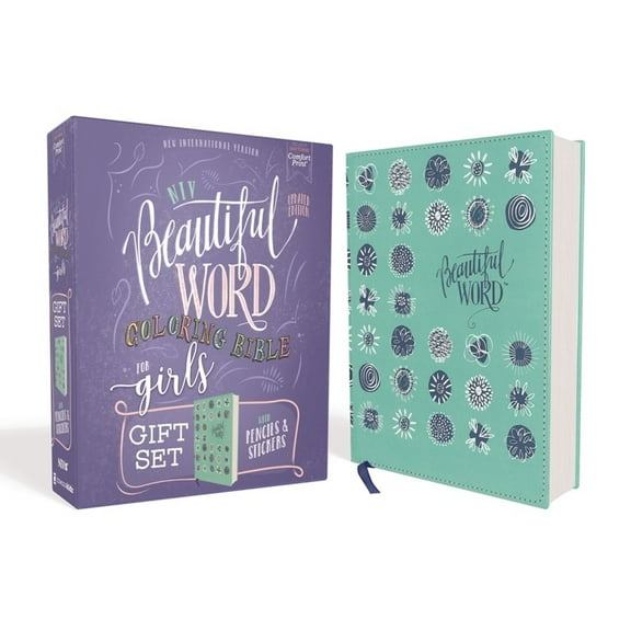 Beautiful Word Niv, Beautiful Word Coloring Bible for Girls Pencil/Sticker Gift Set, Updated, Leathersoft Over Board, Teal, Comfort Pri, (Hardcover)