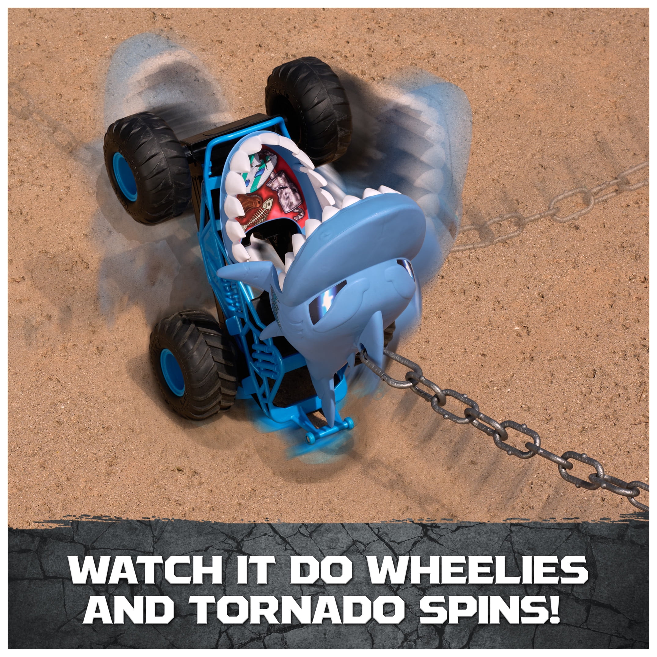 Monster Jam Chomping Megalodon RC Truck, 1:15 Scale, for Kids Ages 4 and up