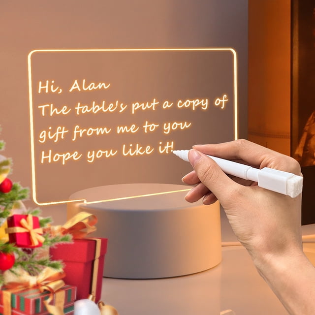 Veilleuse pour Tableau de Messages avec Alimentation USB, Lampe de Chevet avec Protection des Yeux pour Chambre Ou Bureau, Panneau Réutilisable et Inscriptible pour Notes et Décoration