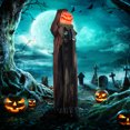 thumbnail image 1 of HOMCOM Halloween Skull Pumpkin Ghost Animatronic Prop w/ Light Up Eyes, 1 of 9