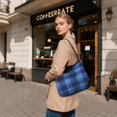 thumbnail image 7 of Iauyy Women's Handbag Removable Shoulder Satchel Bag-Polyester and PU leather ，Consistent Blue Check Pattern, 7 of 7