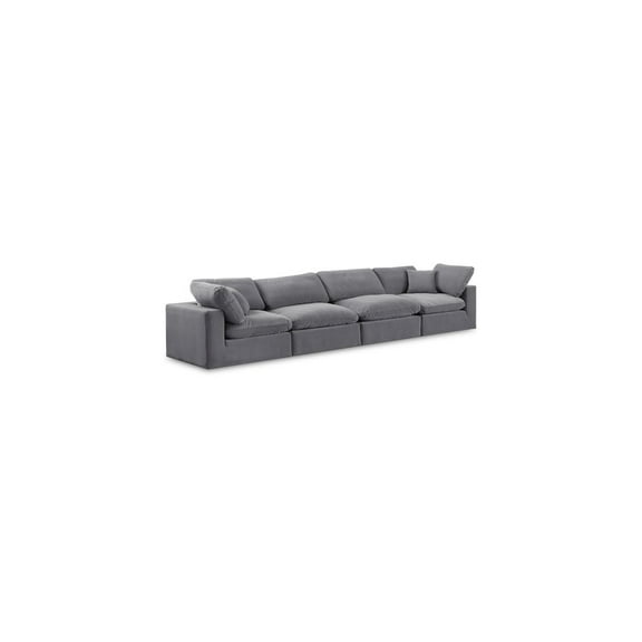 Meridian Furniture Comfy Grey Velvet 4-Pc. Modular Sofa