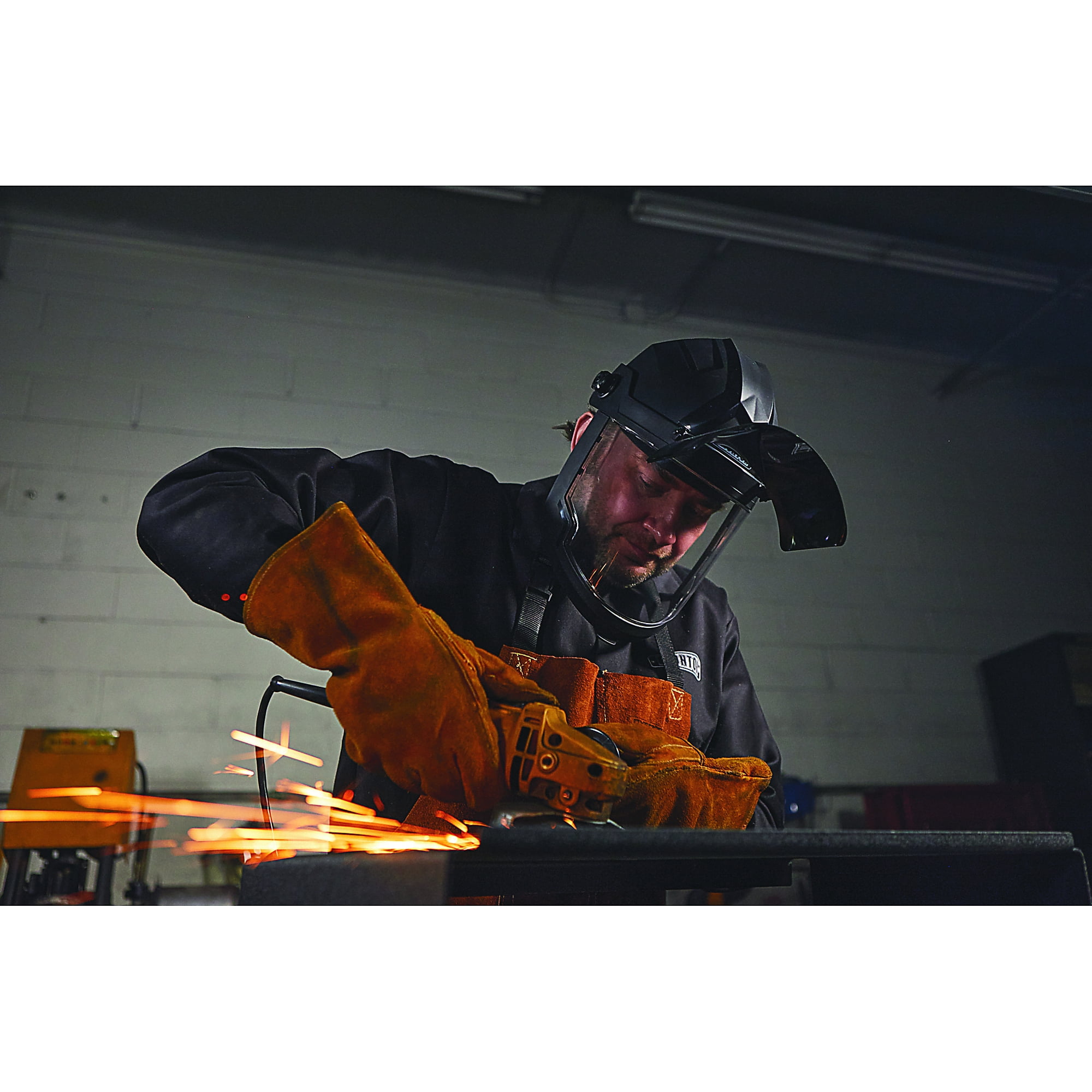 Ironton Face Shield, #8 Shade, Black, Flip-Up Visor