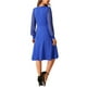 thumbnail image 3 of VESTIDOS DE MANGA LARGA ELEGANTES PARA MUJERES DE INSPIRE CHIC, CUELLO REDONDO, VESTIDO DE COCTEL PARA TRABAJO, LONGITUD DE RODILLA, L AZUL REAL, 3 of 5
