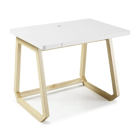 Rock Solid Imports Hush Computer Desk 1041-33 by Palace Imports, White Color, with Solid Wood Frame and Pull-Out MDF Top ()