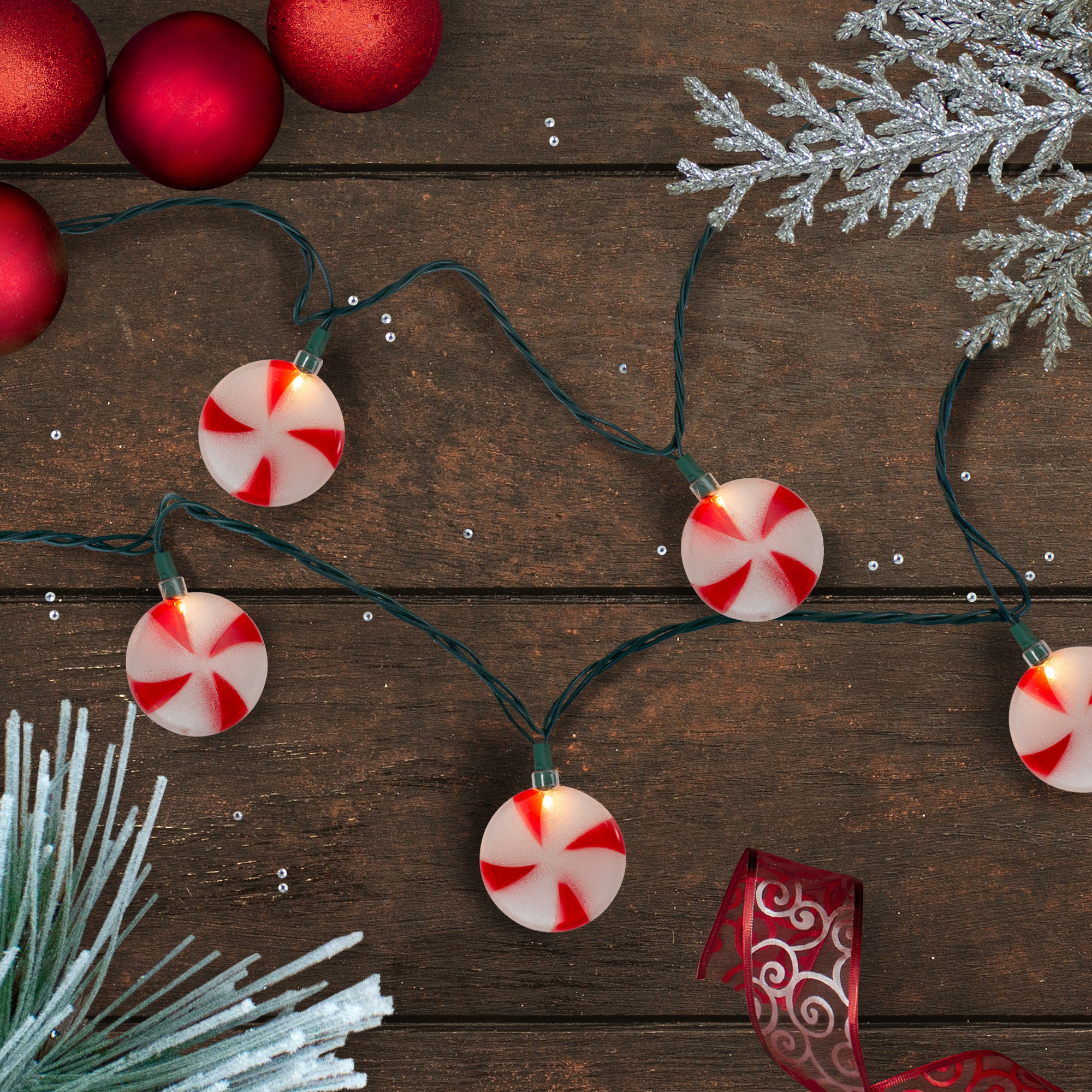Northlight Clear Incandescent String Lights Peppermint Shaped Holiday Lightings, 96" (10 Count)
