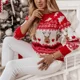 thumbnail image 4 of Jersey de punto de aspecto navideño para mujer, suéteres informales suaves con cuello redondo, manga larga, gruesos y cálidos, novedad de invierno, 2023, 4 of 5