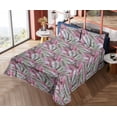 thumbnail image 4 of Ambesonne Exotics Fitted & Flat Sheet with Sham 3 Pcs Set, Aloha Leaves Dreamy Print, Twin XL, Pastel Pink Soft Blue, 4 of 5
