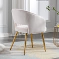 thumbnail image 7 of Velvet Dining Room Chairs - Upholstered Gold Chair with Hollow Back, Modern Design, Gold Legs, Accent Armrests - Perfect for Kitchen, Living Room, Reception - White (1PC), 7 of 7