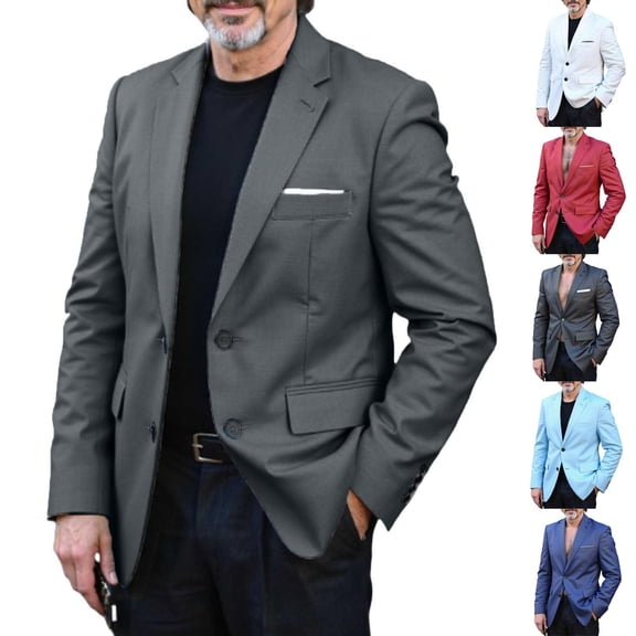 Sahpxhe Mens Suit Jackets Notch Lapel Slim Fit Two Button Long Sleeve Lightweight Sport Coats Business Wedding Formal Blazers Gray XL