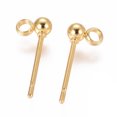 thumbnail image 2 of 304 Stainless Steel Ear Stud Components with Loop Ball Real 18k Gold Plated 14x3mm Hole: 1.6~1.8mm Pin: 0.7mm, 2 of 2