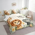 thumbnail image 3 of Feelyou Kawaii Lion King Bedding Comforter Set 7pcs, Cute Giraffe Elephant King Bedding Sets, Cartoon Animal Theme EReversible Bed Sheets, Ultra Soft Bedroom Decor, 3 of 7