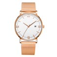 thumbnail image 1 of Reloj de pulsera mecánico de cuarzo (correa de oro rosa, caja de oro rosa, manecillas de oro rosa, esfera blanca), 1 of 1