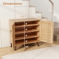 thumbnail image 6 of Barara King Shoe Cabinet, Shoe Organizer,2-Door 4-Tier Shoe Cabinet Storage Organizer with Ventilated Woven Doors-Teak, 6 of 9