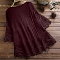 thumbnail image 4 of BSDJILFG Womens Lace Tops Short Sleeve Crew Neck Tunics Boho Print Flowy Casual Summer Blouse on Spring, 4 of 6