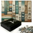 thumbnail image 2 of Ambesonne Farmhouse Jigsaw Puzzle, Rustic Wooden Planks Art, Heirloom-Quality Fun Activity for Family Durable Cardboard, 1000 pcs, Turquoise Camel and Eggshell, 2 of 5